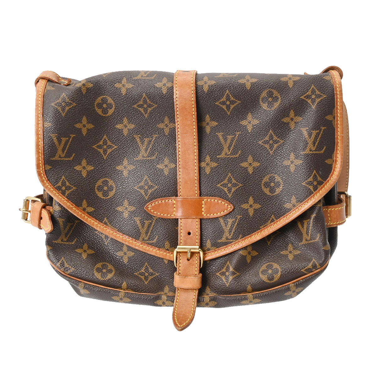 【新年の贈り物】LOUIS VUITTON ルイヴィトン モノグラム ソミュール 30 ブラウン M42256 レディース モノグラムキャンバス ショルダーバッグ Bランク 中古 _画像1