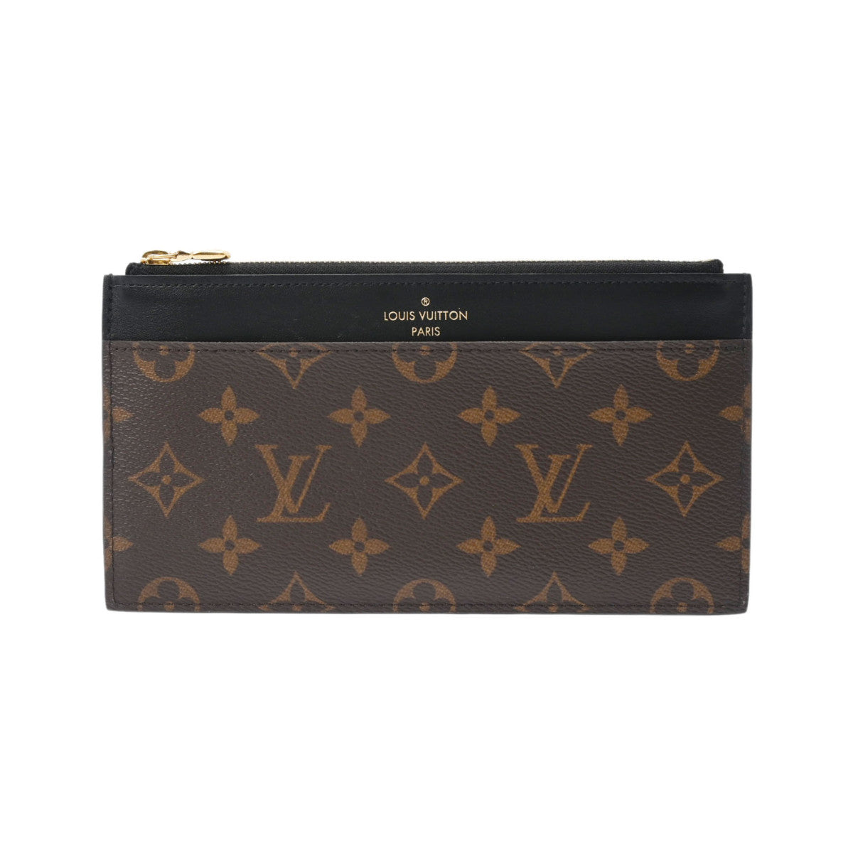 LOUIS VUITTON ルイヴィトン モノグラム スリム パース ブラウン/ブラック M80348 レディース モノグラムキャンバス 長財布 ABランク 中古 