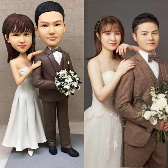 オーダーメイド お写真入から 3D 肖像画 似顔絵 人形 フィギュア 結婚祝い・周年記念日 夫婦 カップル  両親贈呈品