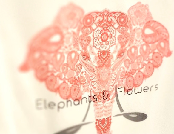 【M】5.6オンス:ヘビーウエイトプリントTシャツ　elephants and flowers