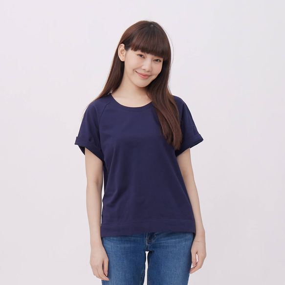 French terry Relaxed Raglan Top / Navy Project 007