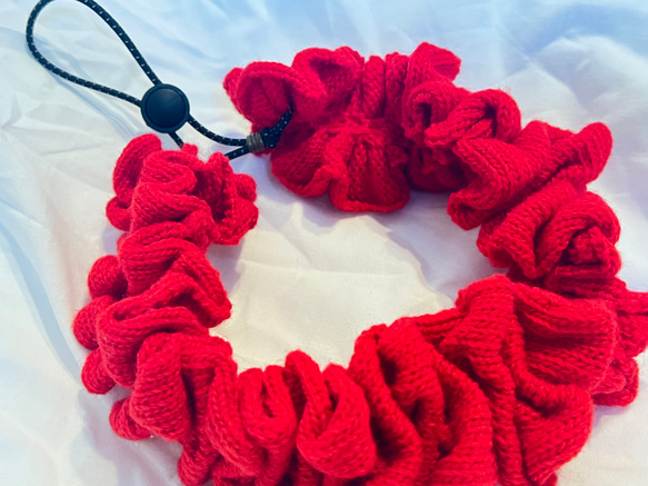 【Red】Knitted Frill Choker