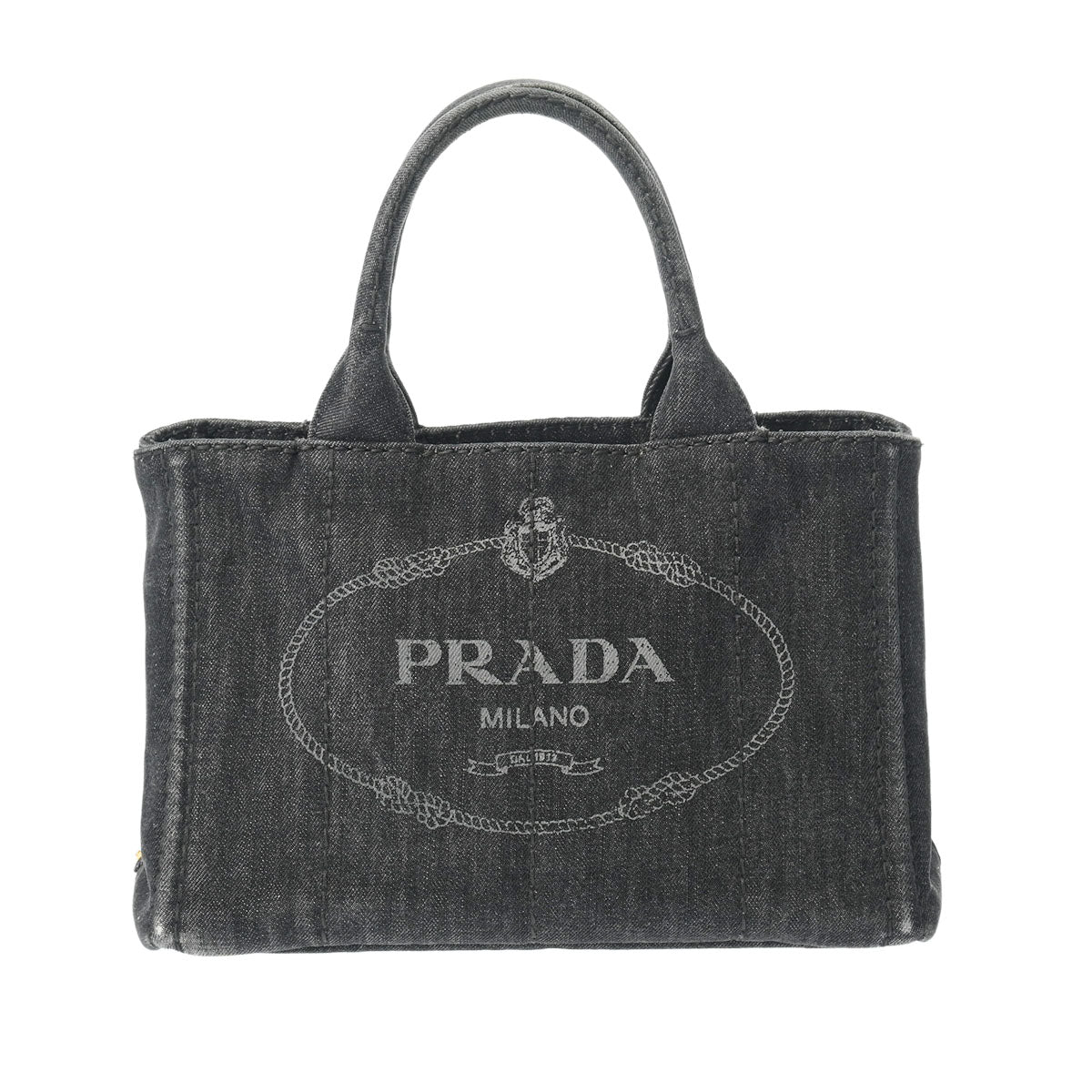 PRADA プラダ カナパ 黒 ゴールド金具 1BG439 レディース デニム トートバッグ Bランク 中古 