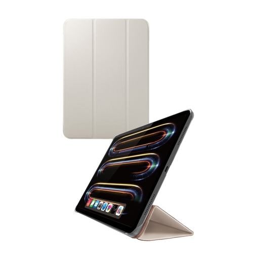 エレコム TB-A24PMWVGB 11インチ iPad Pro ( M4 ) 2024年 用 11インチiPad Pro(M4) ソフトレザーフラップ 背面クリア グレージュ