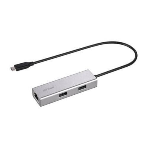 BUFFALO LUD-U3-CU101SV LAN変換アダプタ USB-C オス→メス LAN USB-Aｘ3 1Gbps対応 Mac・Win対応 シルバー