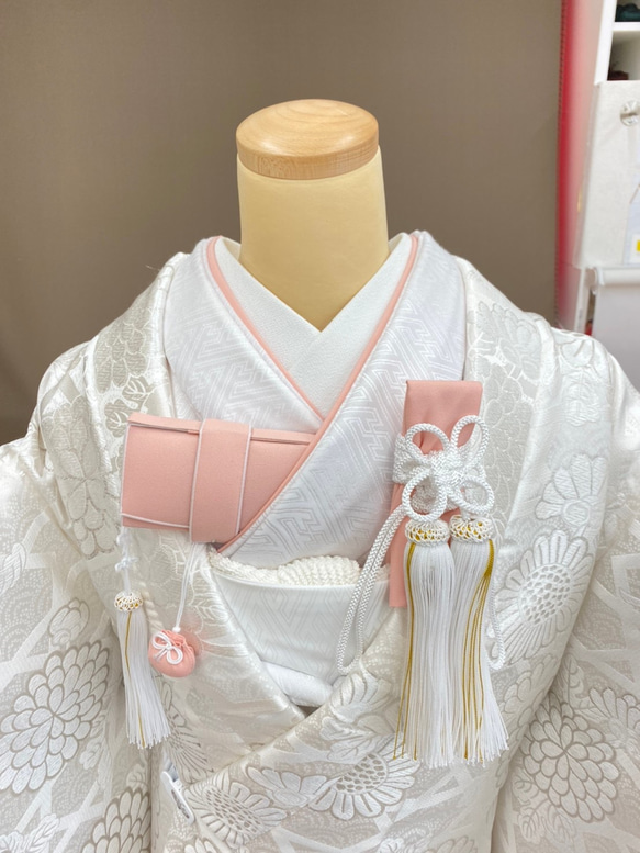 【受注生産】花嫁和装　はこせこ　かいけん　差込伊達衿【新品　婚礼用/筥迫・懐剣・差込伊達衿3点セット】ピンク系