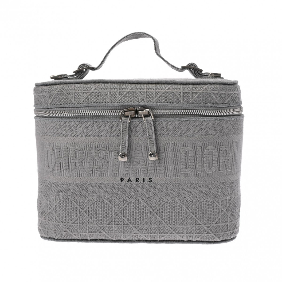 CHRISTIAN DIOR クリスチャンディオール ディーライト バニティ  グレー シルバー金具 レディース レザー ハンドバッグ Aランク 中古 