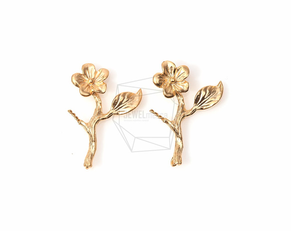 PDT-599-MG【2個入り】フラワーチャーム,/Flower Branch Charm/17mm x 23mm