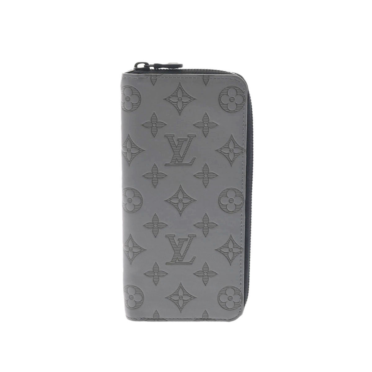 LOUIS VUITTON ルイヴィトン モノグラム シャドウ ジッピーウォレットヴェルティカル グリ M81384 メンズ カーフ 長財布 Aランク 中古 