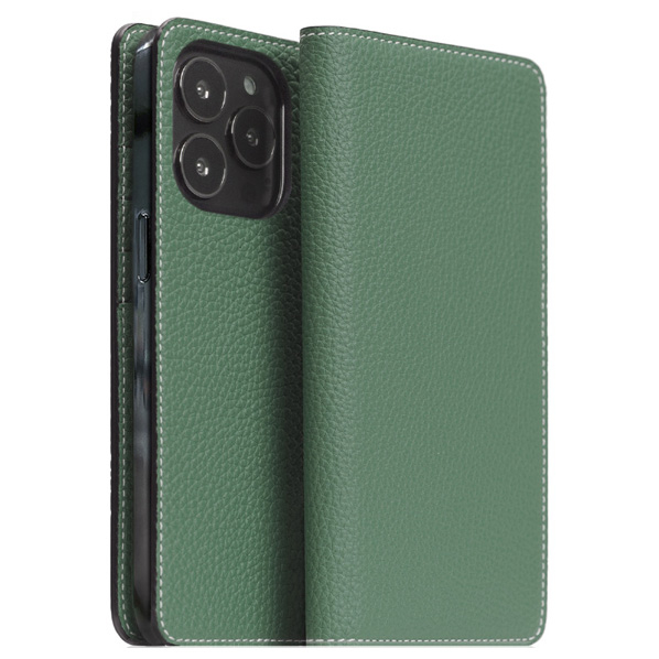 SLG Design iPhone 14 Pro用Hybrid Grain Leather Diary Case Sea Green SD24317I14PGR