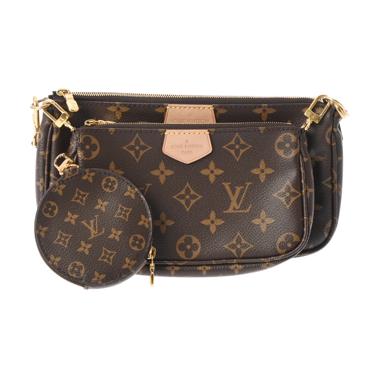 LOUIS VUITTON ルイヴィトン モノグラム ミュルティ ポシェット アクセソワール ブラウン カーキ M44813 レディース モノグラムキャンバス ショルダーバッグ Aランク 中古 