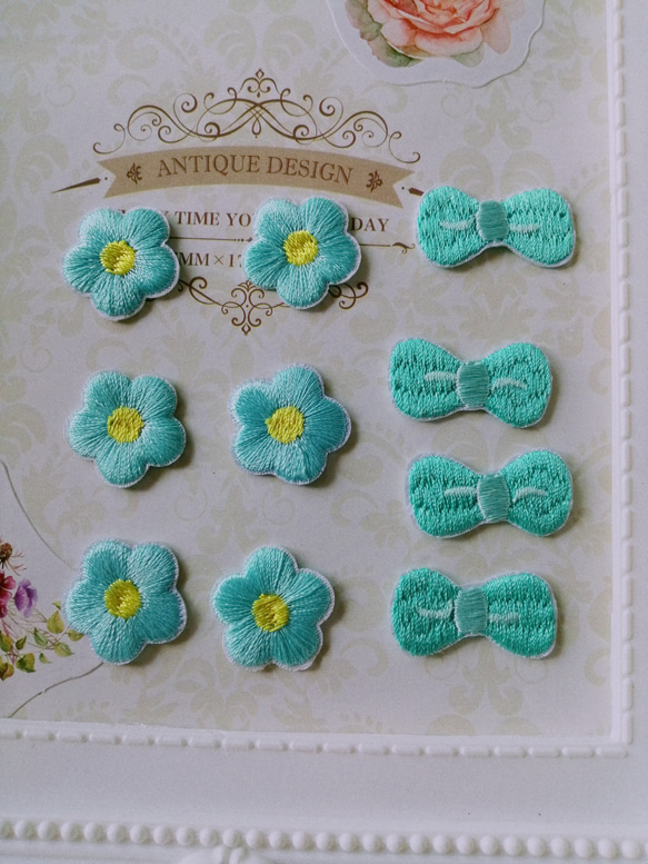 10枚お花柄刺繍　リボン刺繍アイロンワッペン