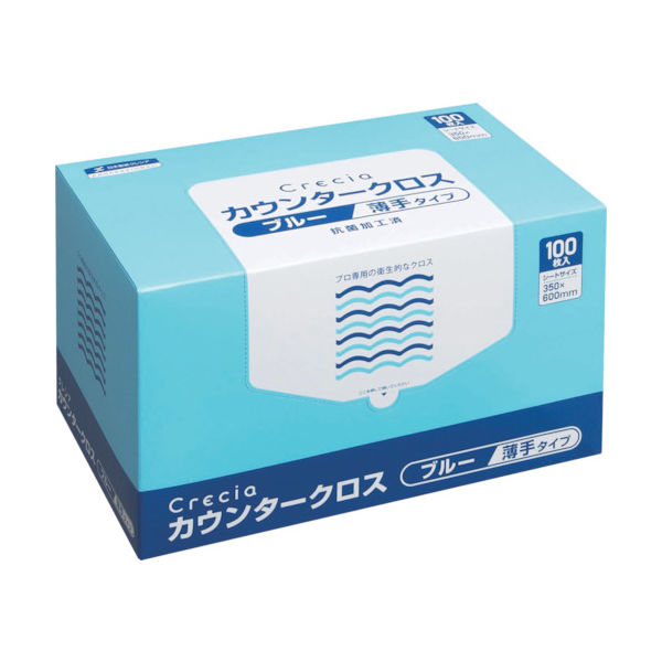 日本製紙クレシア クレシア カウンタークロス 薄手タイプ ブルー 65433 1ケース(600枚) 493-0096（直送品）