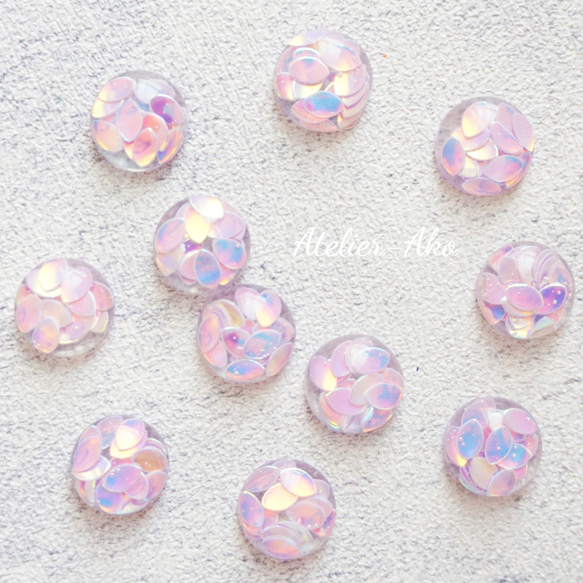 10個♡カボション　アクアブルー　リーフ　葉　レジン　パーツ