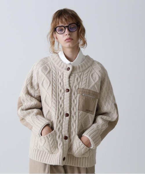 NYLON COMBI CABLE KNIT CARDIGAN/ナイロンコンビ ケーブルニットカ