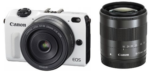 Canon ミラーレス一眼カメラ EOS M2 ダブルレンズキット(ホワイト) EF-M18-55mm F3.5-5.6 IS STM EF-M22mm F2 STM付属 【中古品】