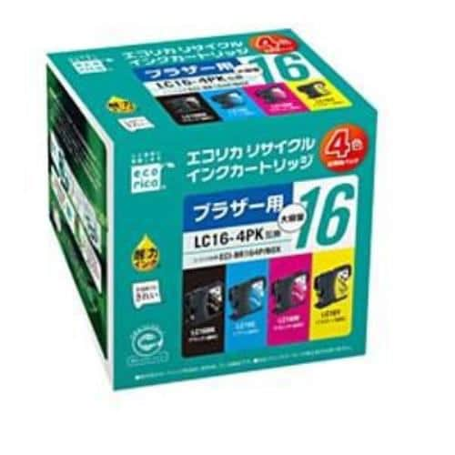 エコリカ ECI-BR164P／BOX ブラザー LC16-4PK対応 リサイクルインクカートリッジ 4色BOXパック