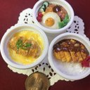 頑張れ受験生！　ミニチュアフード  カツカレー ロコモコ丼 カツ丼３点