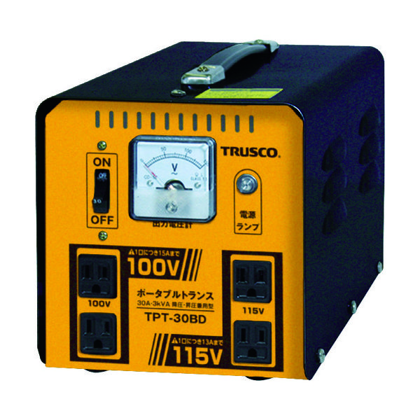 トラスコ中山 TRUSCO ポータブルトランス 30A 3kVA 降圧・昇圧兼用型 TPT-30BD 1台 764-4639（直送品）