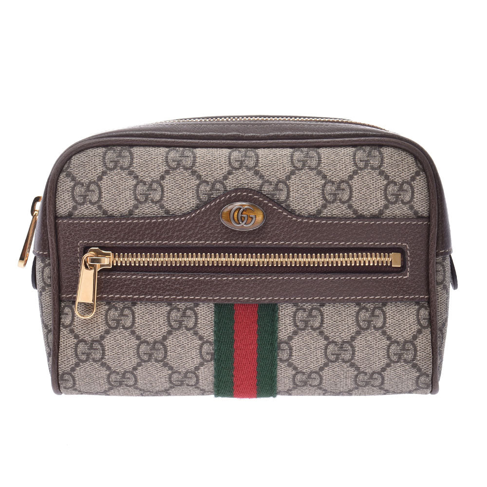 GUCCI グッチオフィディア GGスプリーム ベルトバッグ  グレージュ系  ユニセックス PVC/レザー ウエストバッグ  中古