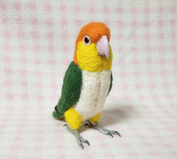 ライフサイズ♪ シロハラインコ 羊毛フェルト 羊毛インコ　受注作成　羊毛フィギュア　メモリアル　工房小鳥屋さん