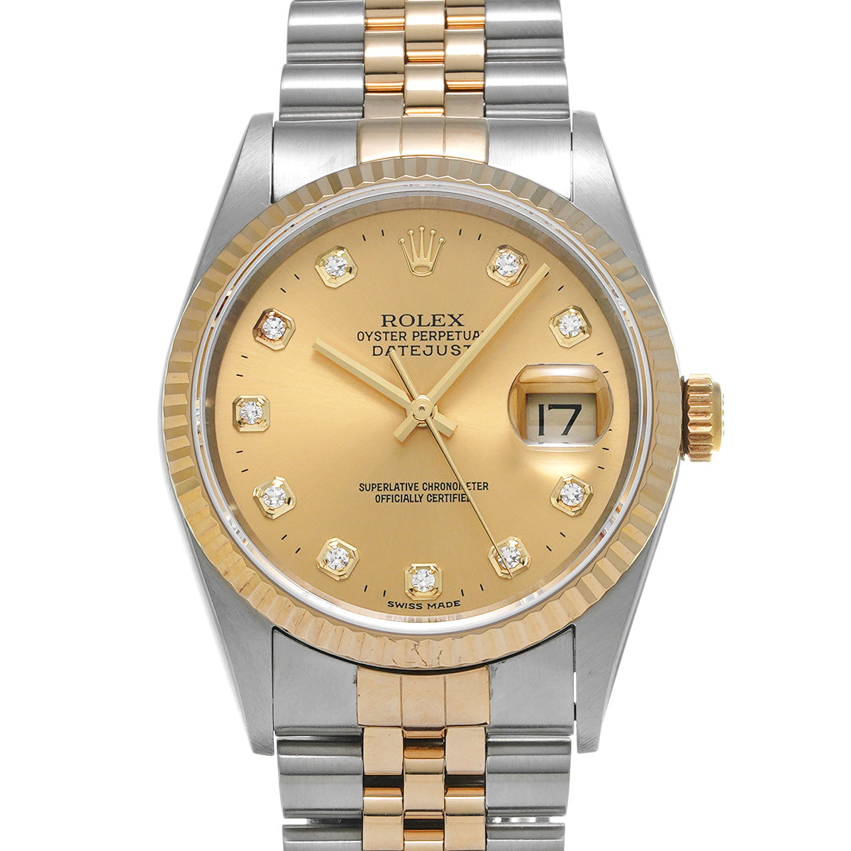 ROLEX ロレックス デイトジャスト 10Pダイヤ 16233G メンズ YG/SS 腕時計 自動巻き シャンパン文字盤 Aランク 中古 