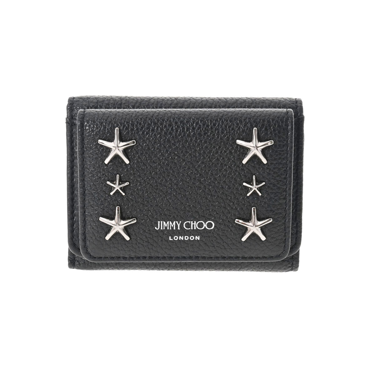 JIMMY CHOO ジミーチュウ コンパクトウォレット スタースタッズ ブラック シルバー金具 NEMO-UUF-0027 レディース カーフ 三つ折り財布 未使用 