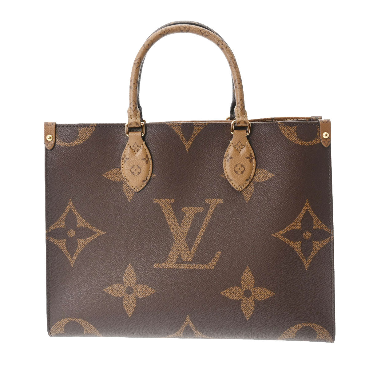 LOUIS VUITTON ルイヴィトン モノグラムジャイアント オンザゴー MM 2WAYトート ブラウン M45321 レディース モノグラムリバースキャンバス ハンドバッグ 新同 中古 