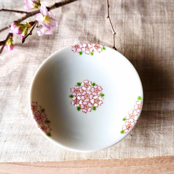 【再販】葉桜紋豆皿 約9.7cm