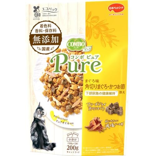 日本ペットフード COMBO Pure まぐろ味 角切りまぐろ・かつお節添え キャットフード 200g