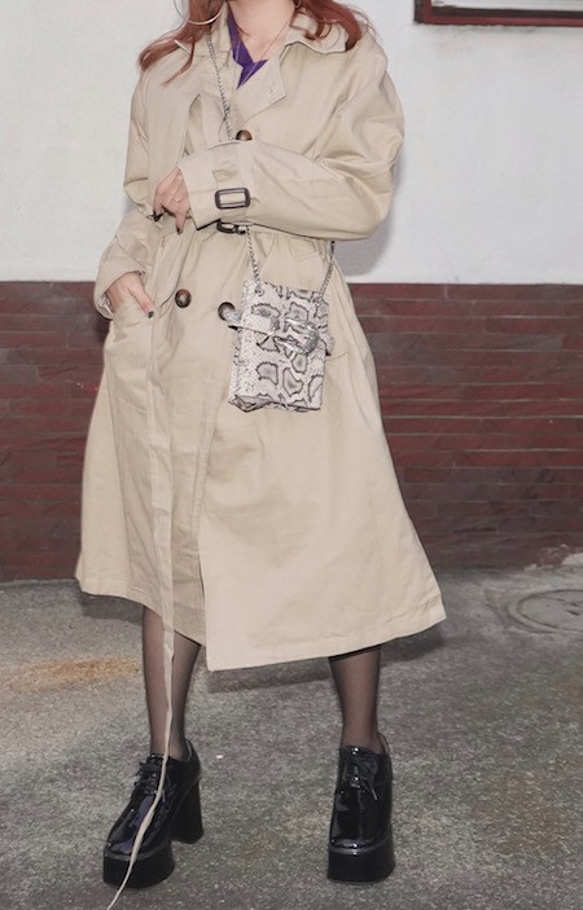 Belted Long Trench Coat (beige) コート ベージュ 薄茶 きれいめ