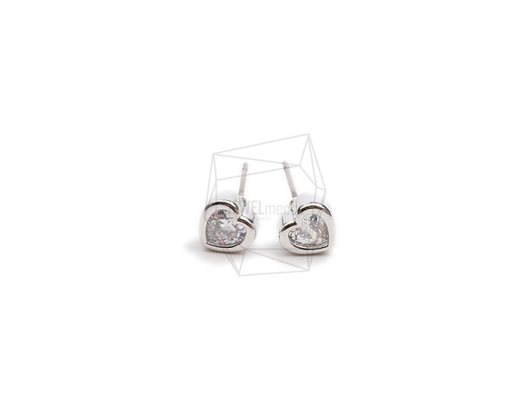 ERG-2335-R【2個入り】ハートキュービックピアス,Heart Cubic Post Earring