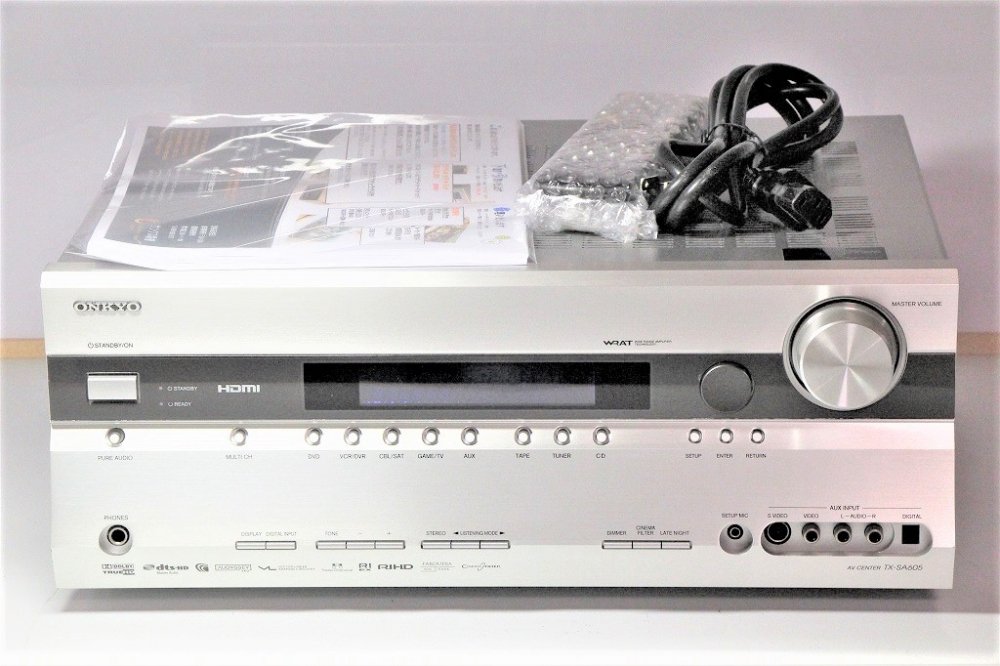 ONKYO AVセンター 185W×7ch シルバー TX-SA605(S) 【中古品】