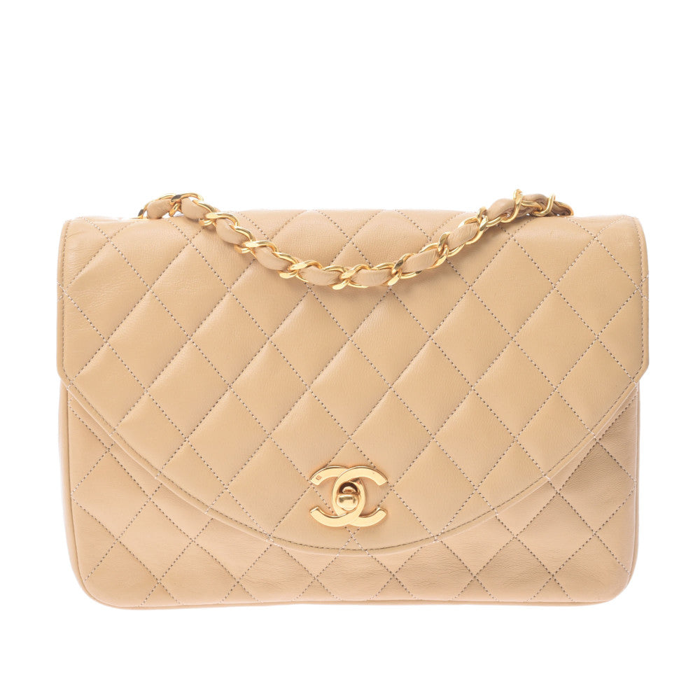 CHANEL シャネル マトラッセ チェーンショルダーバッグ ベージュ系 ゴールド金具 レディース ラムスキン ショルダーバッグ Aランク 中古 