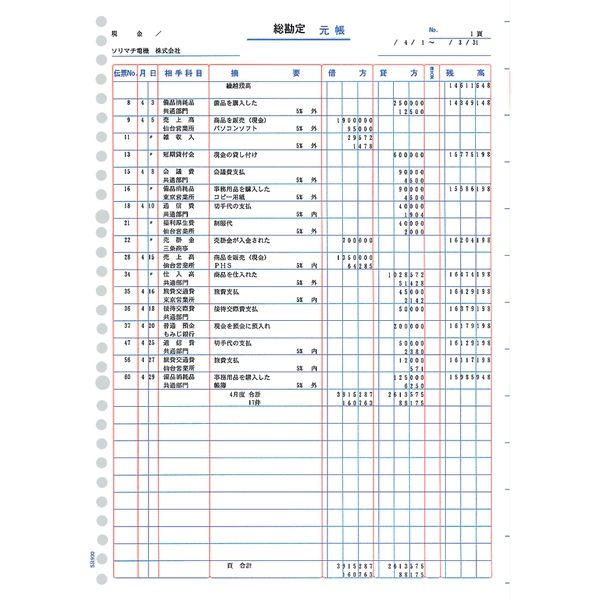 ソリマチ 元帳(30穴)新価格版 SR9301 1冊