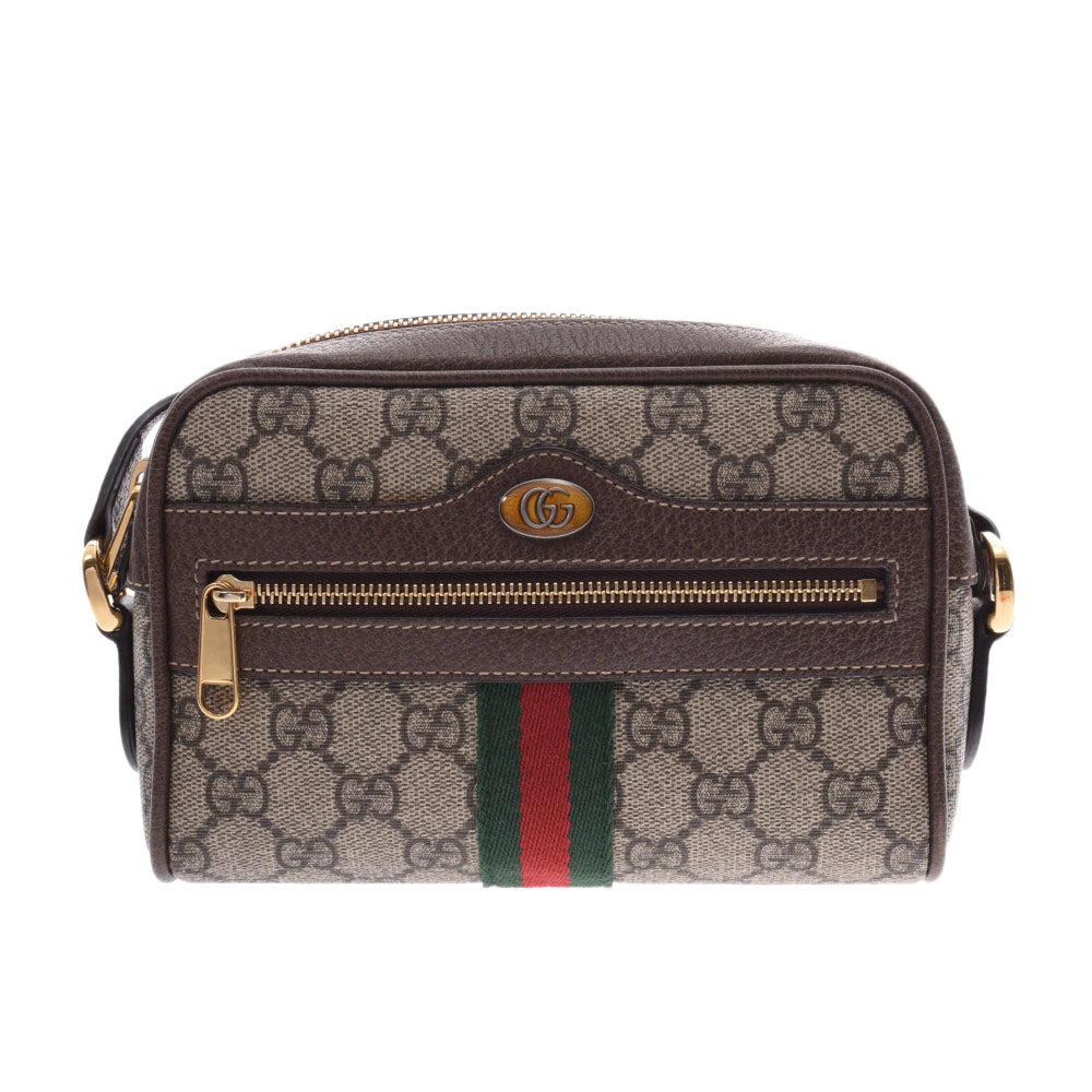 GUCCI グッチ オフディア ミニショルダーバッグ グレージュ系/茶 517350 レディース GGスプリームキャンバス レザー ショルダーバッグ 新同 中古 