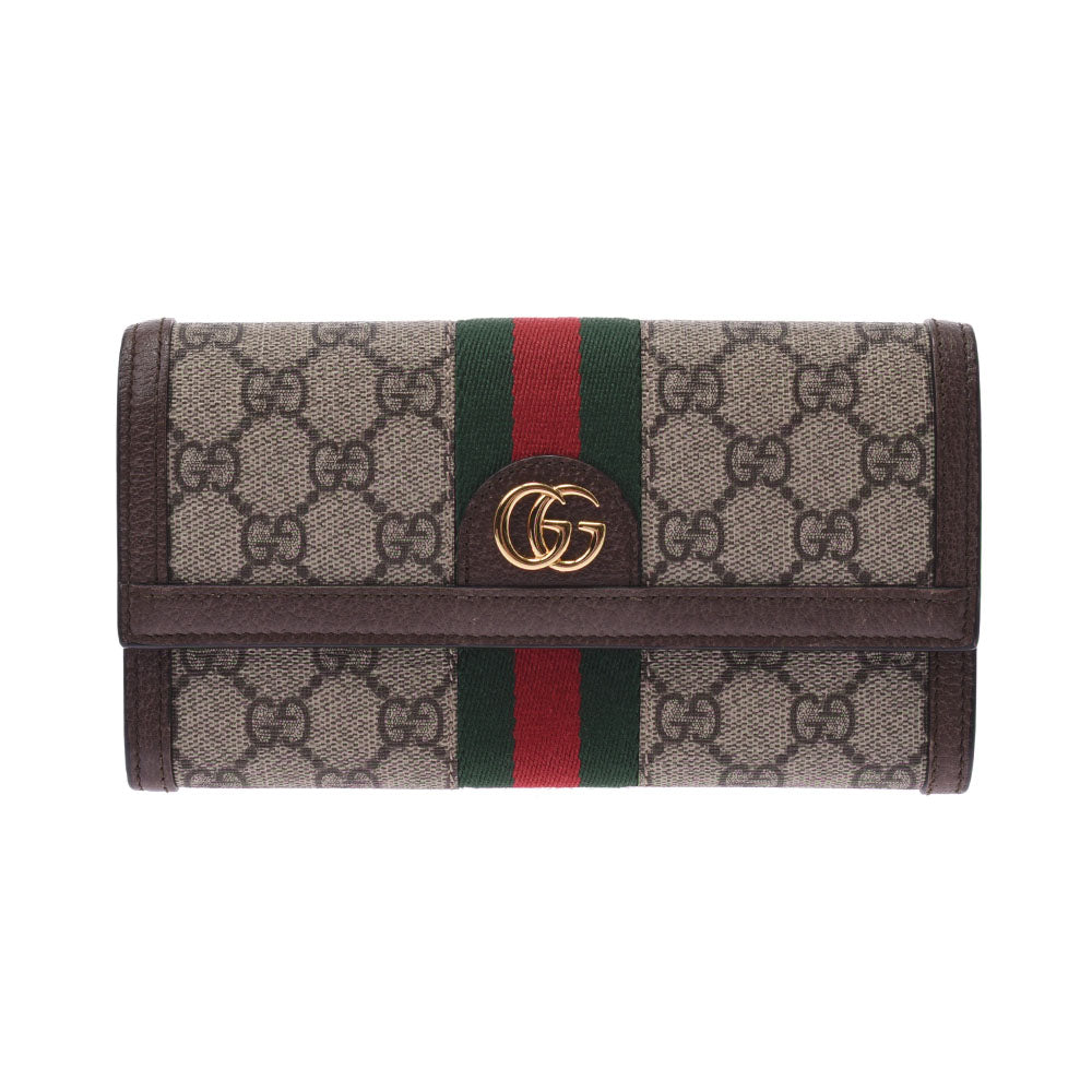 GUCCI グッチ GGコンチネンタル ウォレット グレージュ系/ブラウン 523153 レディース GGスプリームキャンバス 長財布 Aランク 中古 