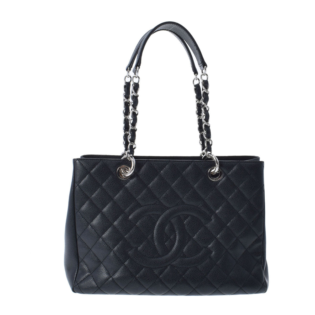 CHANEL シャネル マトラッセ GST グランドショッピングトート 黒 シルバー金具 レディース キャビアスキン トートバッグ ABランク 中古 