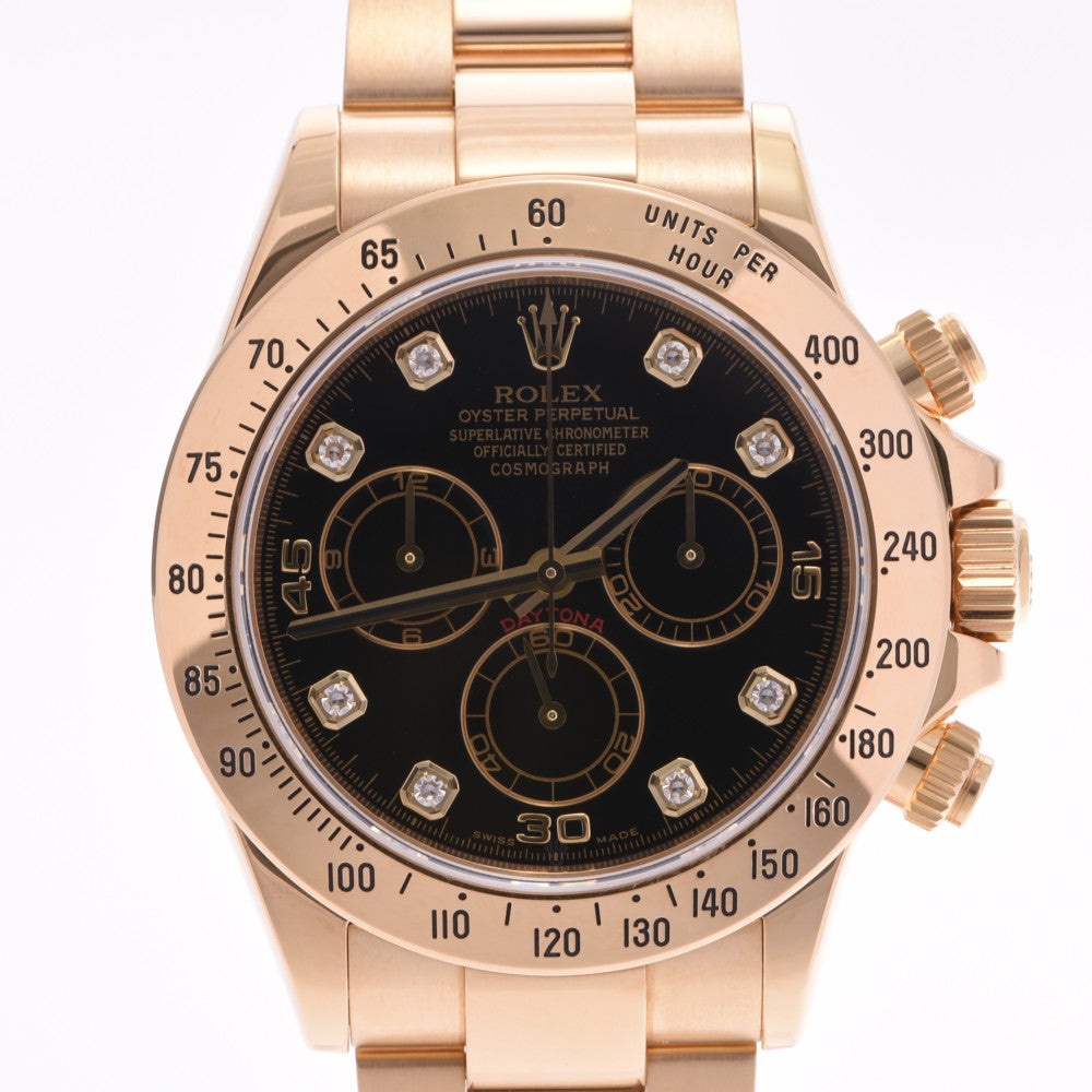 ROLEX ロレックス デイトナ 8Pダイヤ 116528G メンズ YG 腕時計 自動巻き 黒文字盤 Aランク 中古 