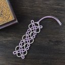 レース編みのしおり　くすみパープル×ベージュ　バイカラー　タティングレース　プチギフトにもおすすめ　tatting lace