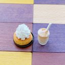 ミニチュア＊喫茶店の生クリームたっぷりパンケーキandカフェオレセット＊Mサイズ＊シルバニア