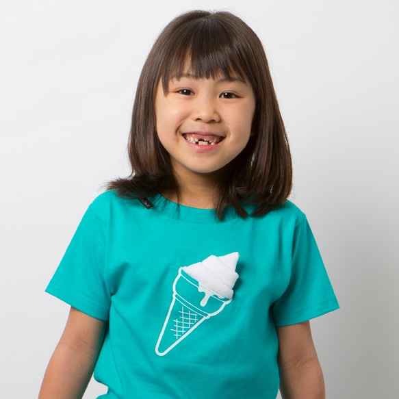 KIDS icecream（ミント）自分のアイスクリームを作るTシャツ [ハンカチ付き]