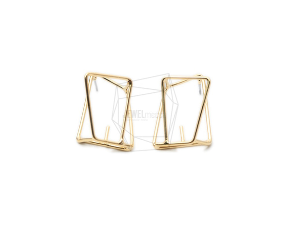 ERG-1272-G【2個入り】ダブルスクエアピアス,Two Layered Square Post Earring