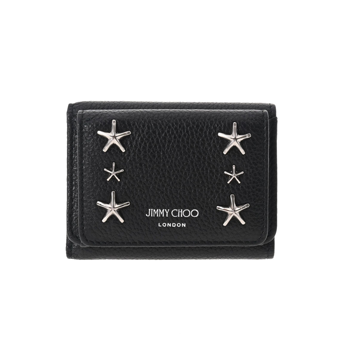 JIMMY CHOO ジミーチュウ コンパクトウォレット スタースタッズ ブラック シルバー金具 NEMO-UUF-0027 レディース カーフ 三つ折り財布 未使用 