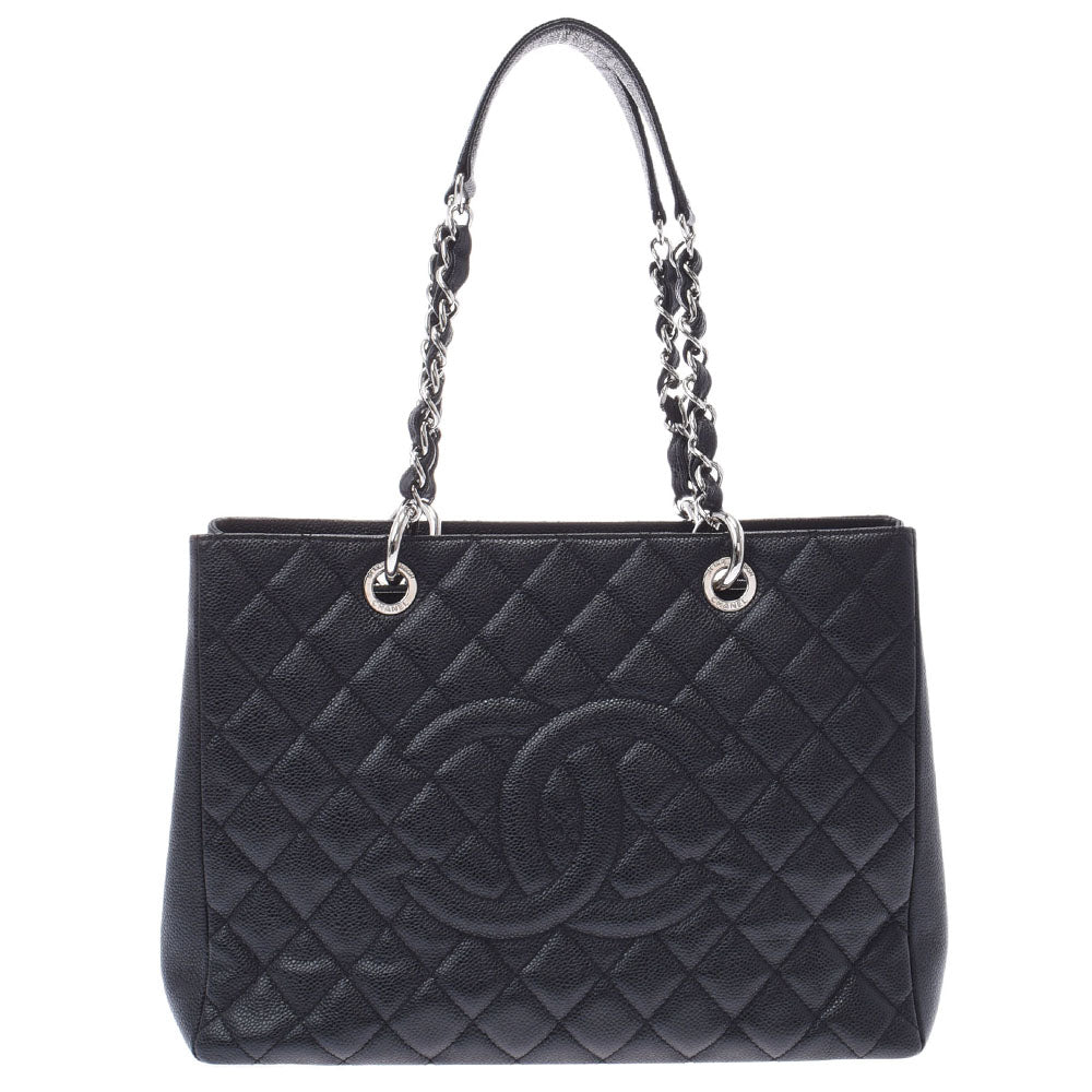 CHANEL シャネル マトラッセ GSTトート 黒 シルバー金具 レディース キャビアスキン トートバッグ Aランク 中古 