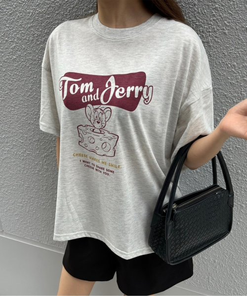 【TOM & JERRY/トムとジェリー】天竺プリント半袖クルーネックＴシャツ