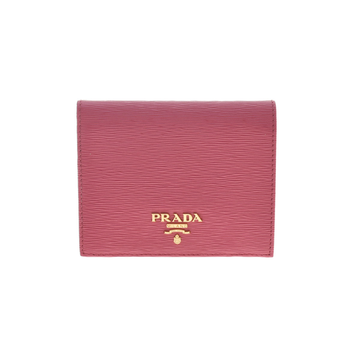 PRADA プラダ ピンク GP金具 レディース レザー 二つ折り財布 Aランク 中古 