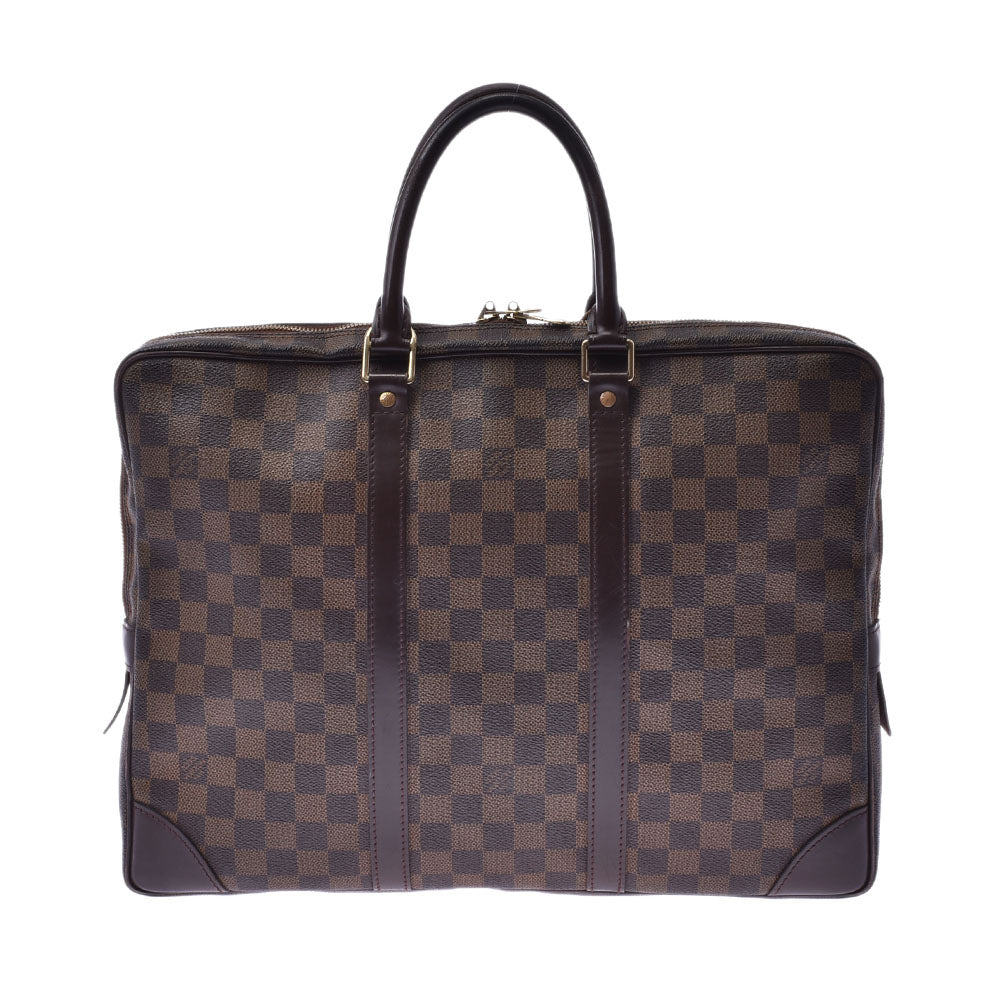 LOUIS VUITTON ルイヴィトン ダミエ ポルトドキュマン ヴォワヤージュ ブラウン N41124 メンズ ダミエキャンバス レザー ビジネスバッグ Bランク 中古 