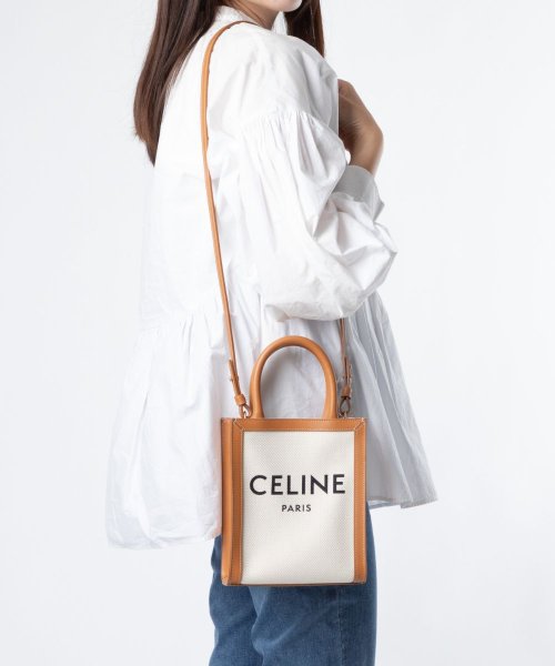 セリーヌ CELINE 19330 ショルダーバッグ レディース バッグ ミニ バーティカル カバ ハンドバッグ 斜め掛け 肩掛け プリントキャンバス ロゴ M