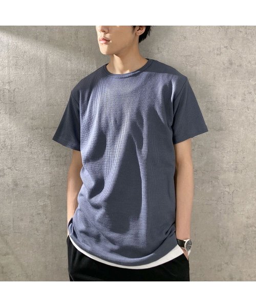 NAVY ネイビー 倍速 ワッフル半袖Tシャツ MH/03756SS